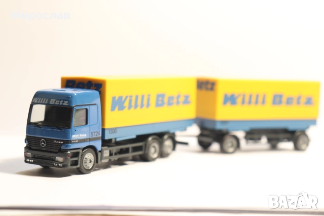 HERPA H0 1/87 MERCEDES BENZ ACTROS WILLI BETZ КАМИОН МОДЕЛ, снимка 3 - Колекции - 51745986