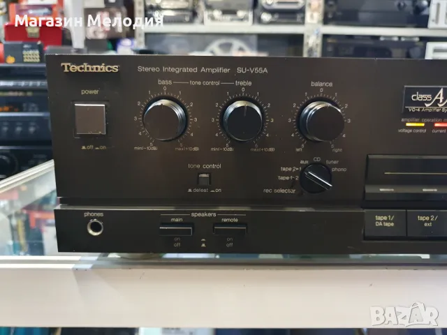 Усилвател Technics SU-V55A Две по 105 вата на 4 ома. В отлично техническо и визуално състояние., снимка 3 - Ресийвъри, усилватели, смесителни пултове - 48388253