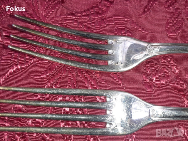 Стари антикварни посребрени луксозни вилици Christofle 2 бр., снимка 4 - Антикварни и старинни предмети - 53726607