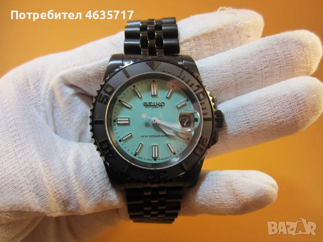 Часовник Seiko Teal Green (mod), снимка 4 - Мъжки - 52213827