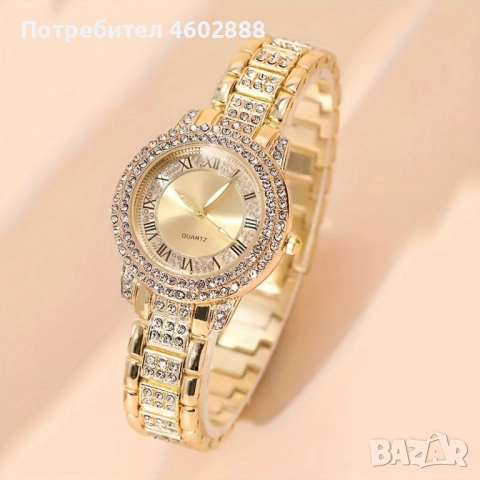 Бляскав дамски комплект часовник и гривна – съчетава елегантност и практичност, снимка 2 - Дамски - 52122028