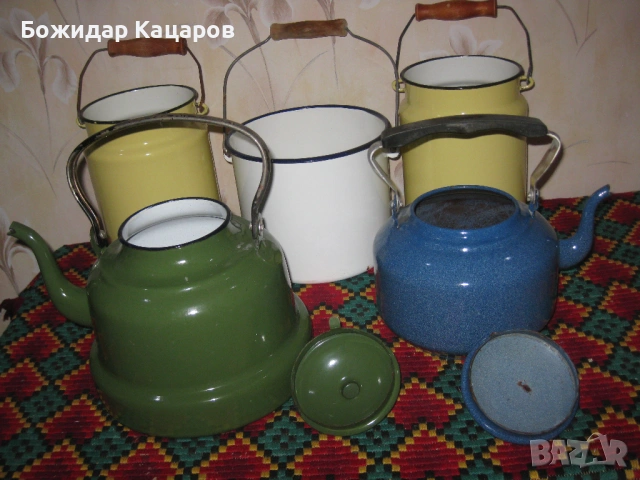 Стари емайлирани съдове, за декорция или саксии. Цена 15 евро, общо или 5 евро, за брой. Пращам по Е, снимка 2 - Антикварни и старинни предмети - 53763598