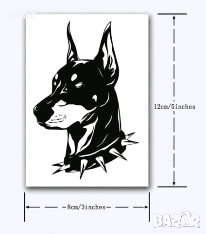 Доберман куче черна временна татуировка татос татус Tattoo, снимка 2 - Други - 52346744