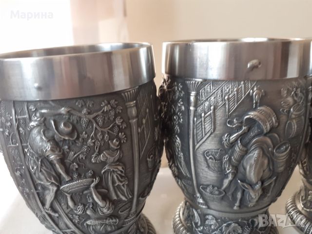 Немски чаши за вино и ракия от калай Antik*Vintage, снимка 7 - Антикварни и старинни предмети - 45097359