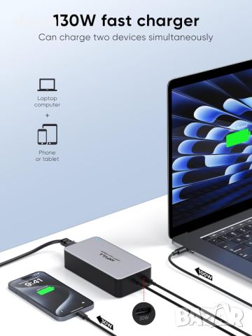 Захранващ адаптер - зарядно за лаптоп 100 W USB C, с 30 W USB C порт, за всички устройства с USB-C, снимка 3 - Друга електроника - 46364679