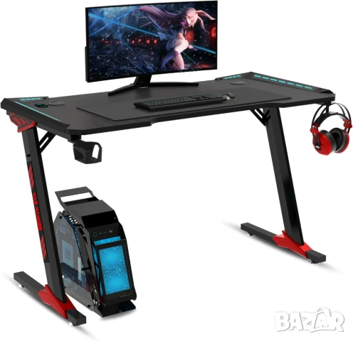 Геймърско компютърно бюро RGB, повърхност от карбонови влакна №7, снимка 6 - Бюра - 51121939