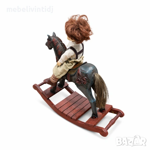 Ретро кукла с дървен люлеещ се кон, снимка 5 - Антикварни и старинни предмети - 53685204