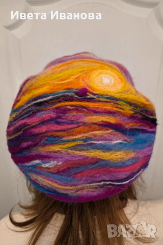 Ръчно изработени вълнени арт барети, снимка 2 - Шапки - 53176499