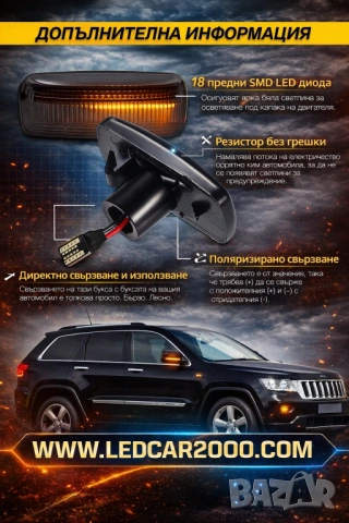 Динамични лед мигачи за калник JEEP CHRYSLER DODGE, снимка 3 - Аксесоари и консумативи - 54165455