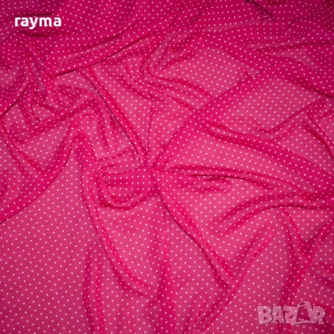 Плат дизайнерски цикламен шифон принт точки