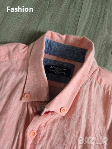 Уникална мъжка риза на ZEN AND ZEN от лен, снимка 4 - Ризи - 53494809