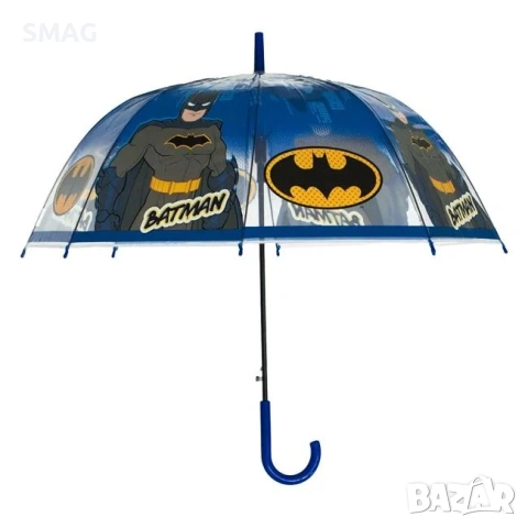 Детски прозрачен син чадър Batman автоматичен 81см_1242382, снимка 2 - Чадъри - 54298528