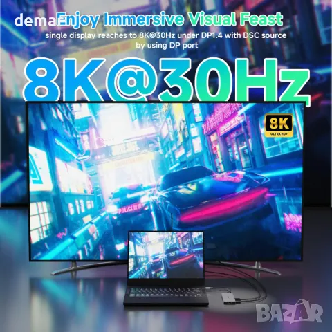 Докинг станция за лаптоп, WAVLINK Displayport докинг станция с двоен DP, HDMI, 100W PD IN, 10Gbps, снимка 3 - Кабели и адаптери - 49889860