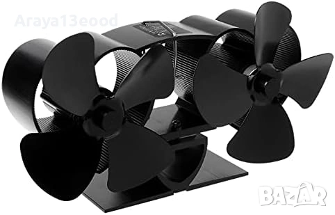 Двоен вентилатор за камина с перки – термоактивен, без ток и батерии YL301