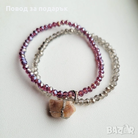 Дамски блестящи гривни с естествен кварц , снимка 7 - Гривни - 53040780