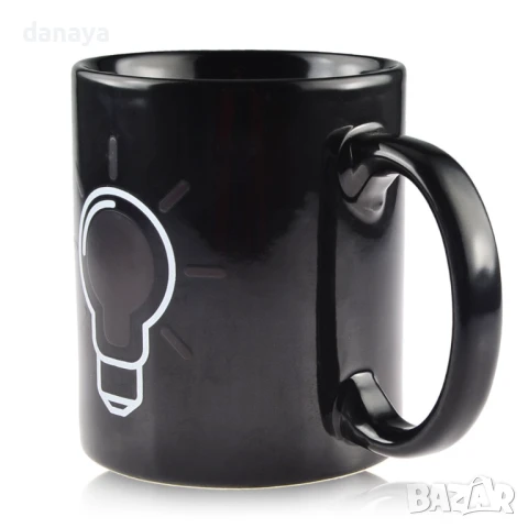 1327 Магическа чаша Крушка нестандартна подаръчна черна чаша 300ml, снимка 5 - Чаши - 51375241