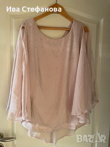 Нова нежна розова блуза туника тип перелина  с камъни цирконий , снимка 10 - Корсети, бюстиета, топове - 45682643