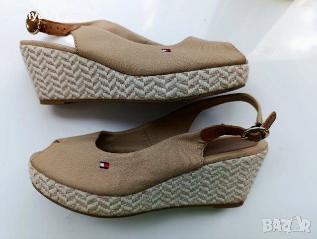 Томму Hilfiger бежови сандали от плат+ подарък тениска MSCH, снимка 5 - Сандали - 50713525