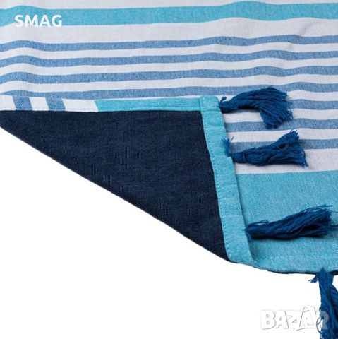 Плажна кърпа (хавлия) от памук Blue Ciel Striped Crochet 180x100 cm, снимка 3 - Други - 46370804