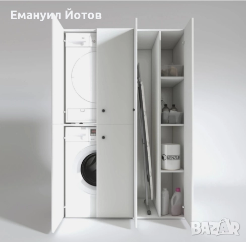 Шкаф за пералня и сушилня с място за маса гладене , снимка 2 - Шкафове - 52392914