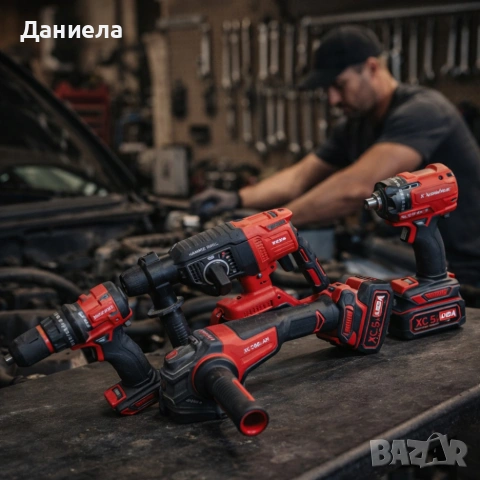 Комплект 4 в 1 акумулаторен перфоратор, гайковерт, винтоверт и ъглошлайф 36V 8A , снимка 7 - Куфари с инструменти - 53779836