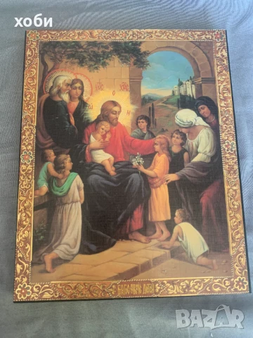 ИКОНА  ХРИСТОС БЛАГОСЛОВЕНИЕ ДЕЦА, снимка 3 - Икони - 51238376