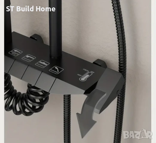 Луксозен 4-Ключов Душ Комплект – Матово Черен , снимка 4 - Душове - 50895403