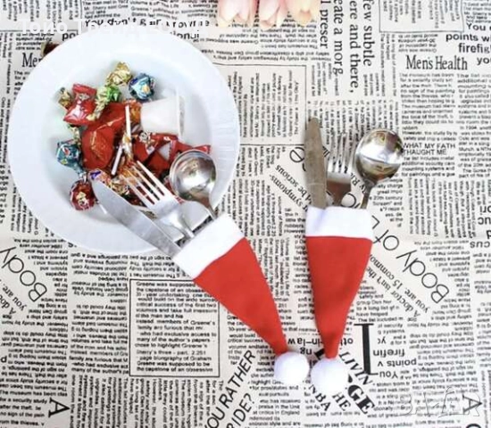 Коледен калъф за прибори, снимка 2 - Прибори за хранене, готвене и сервиране - 52670743