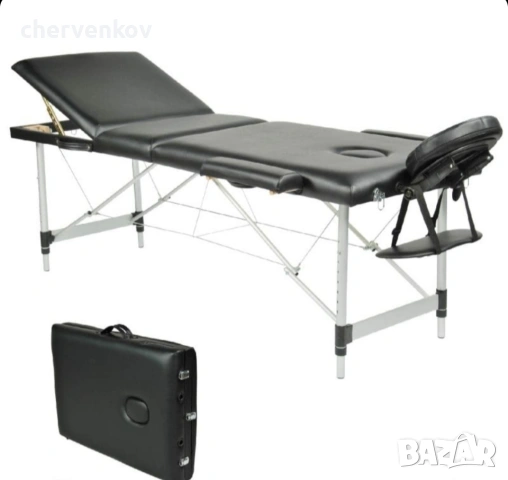 трисекторна козметична масажна кушетка алуминиева черна масажно легло