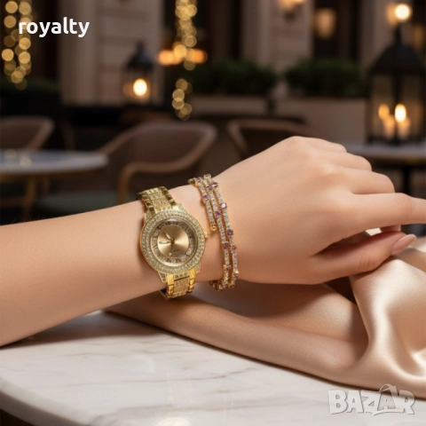 Бляскав дамски комплект часовник и гривна – съчетава елегантност и практичност, снимка 6 - Дамски - 52122028
