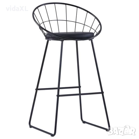 vidaXL Бар столове, 2 бр, черни, изкуствена кожа（SKU:247276）, снимка 2 - Столове - 52980781