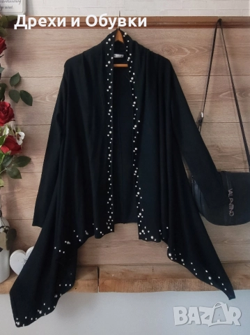 Черна жилетка с камъни и перли, снимка 5 - Жилетки - 52466592