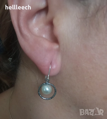 Сребърни обеци с перли, снимка 5 - Обеци - 52669328