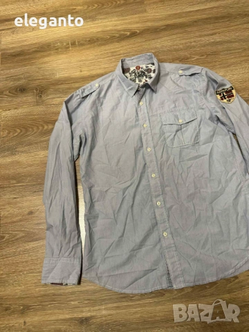 Мъжка памучна риза дълъг ръкав Napapijri Flag slim fit Long sleeve shirt , XXL размер, снимка 5 - Ризи - 53262649