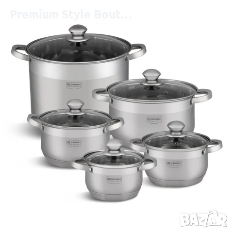 Комплект тенджери от неръждаема стомана , 10 части, Индукция, снимка 7 - Други - 53742446