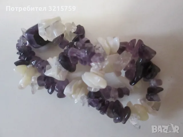 Красива дамска гривна -аметист, седеф и кварц, снимка 5 - Гривни - 50303172