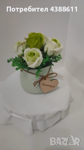 Керамична кошница със сапунени рози, снимка 6 - Декорация за дома - 51925511