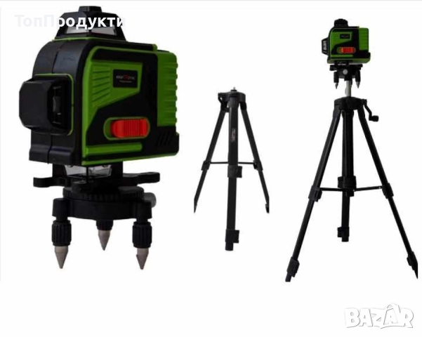 4D Лазерен Нивелир с 16 Линии (Четири Точков), Самонивелиращ се, със Зелен Лазер с тринога, снимка 9 - Измервателни инструменти - 52964375