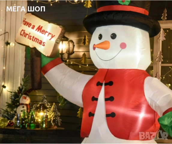Снежен човек,надуваем,LED светлини,многоцветен, снимка 2 - Декорация за дома - 52586933