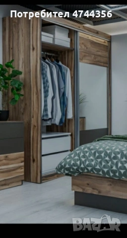 НОВ Гардероб с плъзгащи врати и огледала – 180/60/200 см, снимка 2 - Гардероби - 53583458