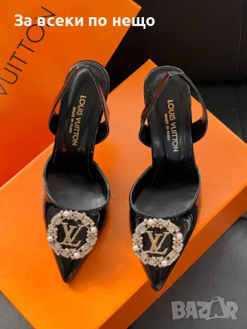 Louis Vuitton Дамски Черни Сандали На Ток Луис Витон Код E210, снимка 3 - Дамски обувки на ток - 50410677