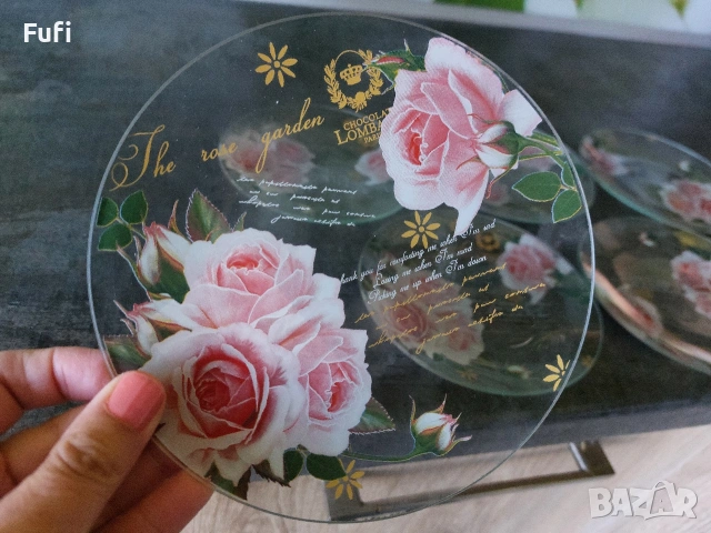 7 евро, за 6 броя нови чинии десертни, стъкло, с етикет , снимка 2 - Чинии - 53269364