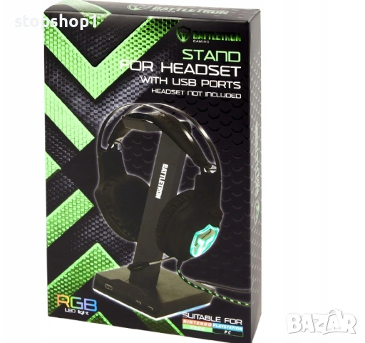  ОСВЕТЯВАЩА СТОЙКА ЗА СЛУШАЛКИ 3x USB Battletron, снимка 2 - Слушалки и портативни колонки - 53286013