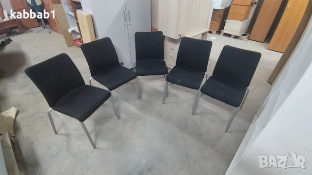 Стол - посетителски офис столове текстилна дамаска 5бр - метални крака, снимка 7 - Столове за офис - 53477304