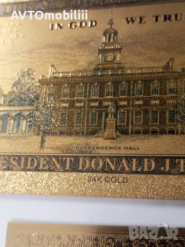 Позлатена с 24 карата злато релефна банкнота 100 долара с Доналд Тръмп, снимка 10 - Нумизматика и бонистика - 51375392