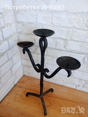 Стар свещник от ковано желязо, снимка 6 - Други ценни предмети - 53207824