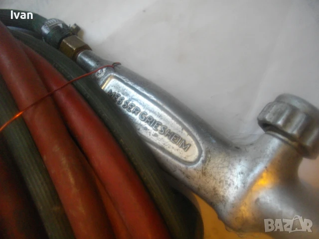 MESSER GRIESHEIM ОКСИЖЕН 44см РЕЗАК МАРКУЧИ 2Х7,4м РЕДУЦИР ВЕНТИЛИ АЦЕТИЛЕН-КИСЛОРОД ИСКРОГАСИТЕЛИ, снимка 18 - Други инструменти - 51109051