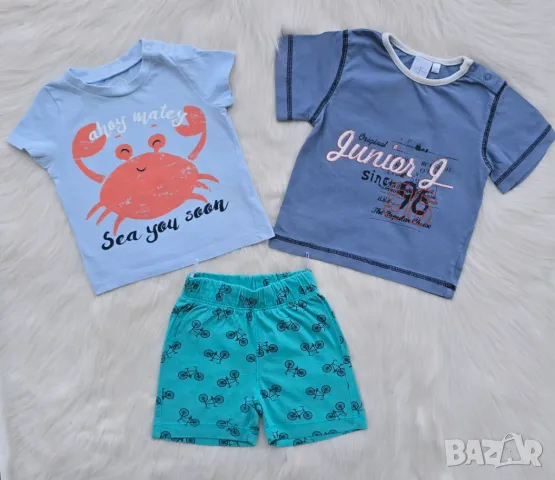 Тениски и къси панталони за бебе 6-9 месеца, снимка 2 - Комплекти за бебе - 50228562