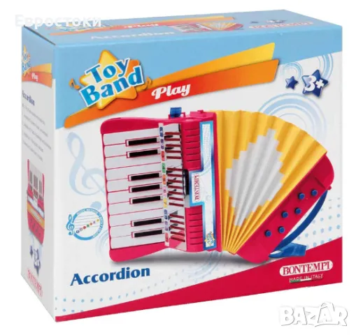 Играчка акордеон Bontempi Accordion, детска играчка музикален инструмент акордеон, 17 клавиша , снимка 3 - Музикални играчки - 47154503