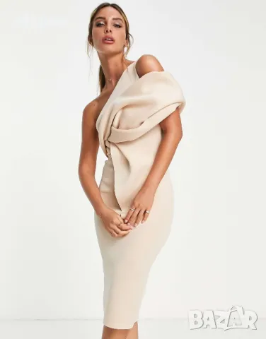 Нова дамска рокля ASOS, тип неопрен, екрю, снимка 3 - Рокли - 49749789